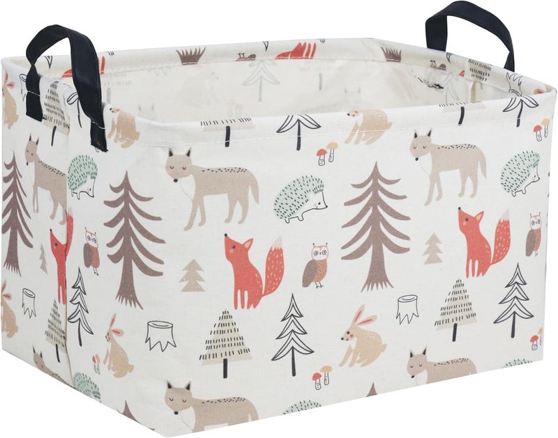ESSME Rectangular Kids Basket,Animal Storage Basket with Handles for Room Decor, Ocean Storage Bin（Grey animal） - Image 1